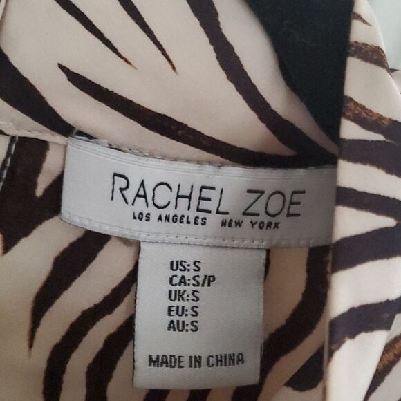 Rachel Zoe Zebra Cropped Ruched Long-Sleeve Blouse Small - Picture 5 of 13